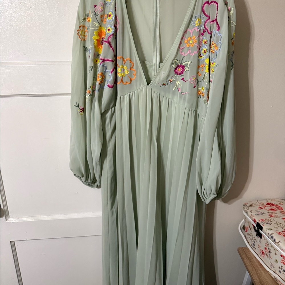 ASOS Curve Light Green Floral Dress